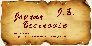 Jovana Bećirović vizit kartica
